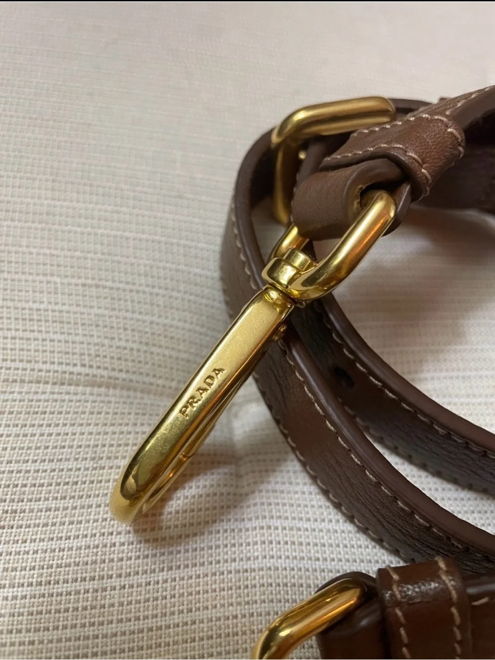 Authentic Prada Replacement Shoulder / Crossbody Strap in Brown/Gold